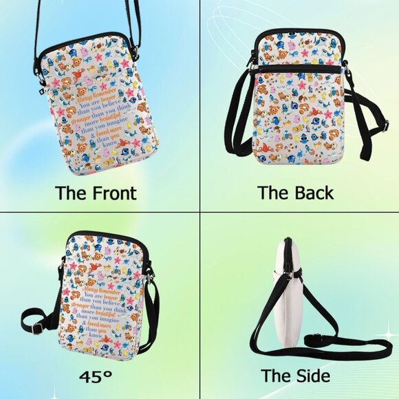 Bruce & Marlin & Crush Fish Crossbody Bag Cartoon Movie Merch Durable Canvas Wom - Picture 3 of 7